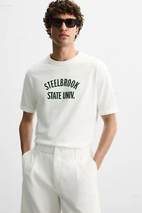RIBBED TEXT T-SHIRT