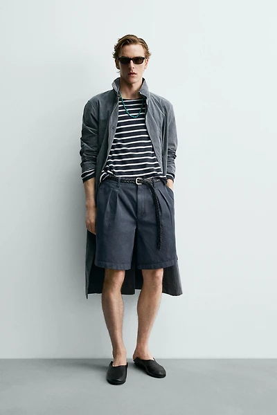 AARON LEVINE X ZARA RELAXED FIT PLEATED SHORTS