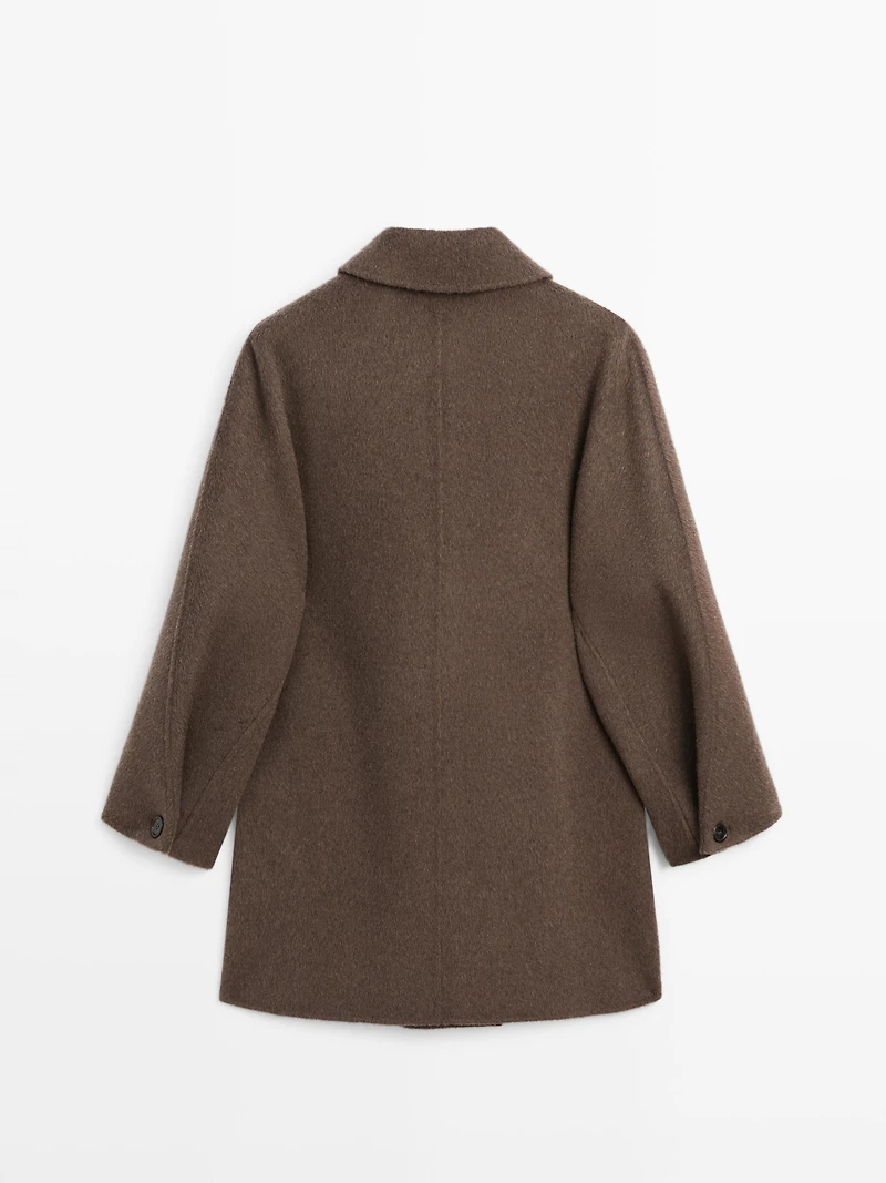 Wool blend double-breasted cropped coat