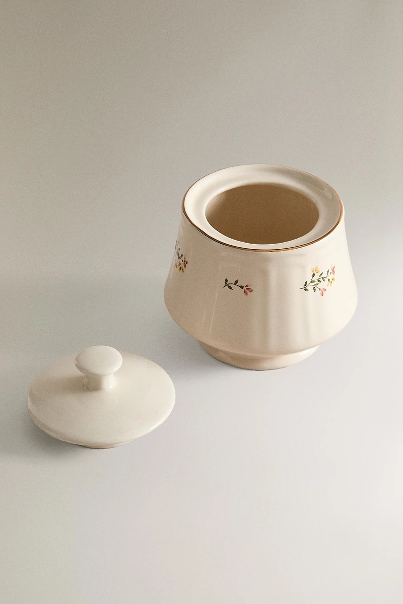 FLORAL PORCELAIN SUGAR BOWL