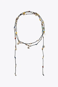 MULTI-WAY BEADED CHARM CORD NECKLACE