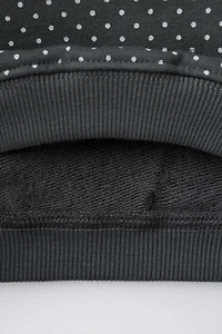 PETER PAN COLLAR LACE TRIM PRINTED SWEATSHIRT
