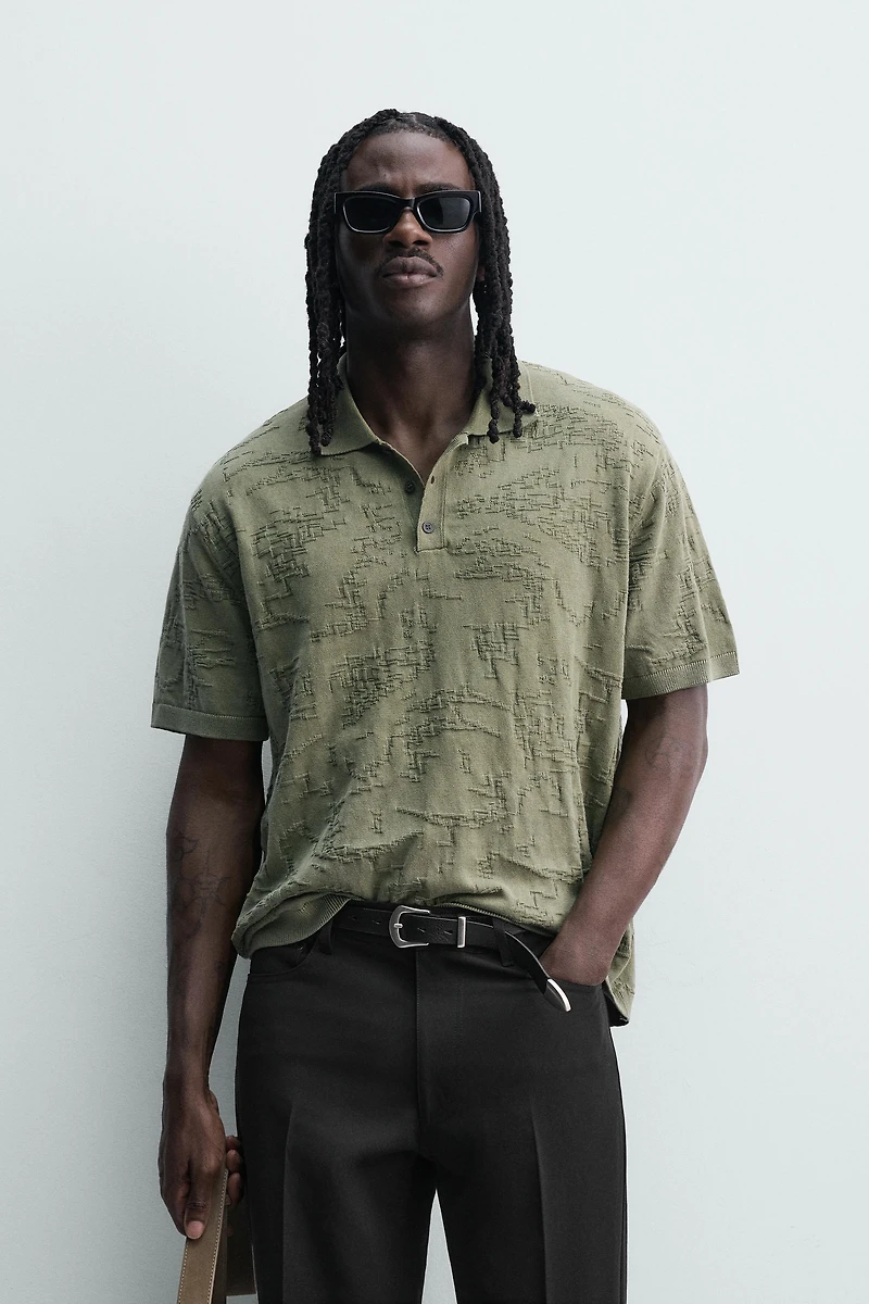 RELAXED FIT JACQUARD KNIT POLO SHIRT