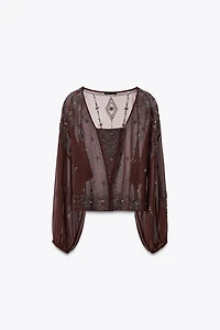 GEORGETTE BEADED EMBROIDERED BLOUSE