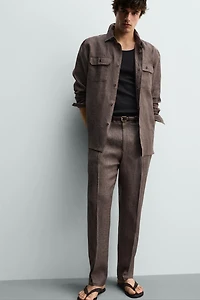 100% LINEN REGULAR FIT PANTS