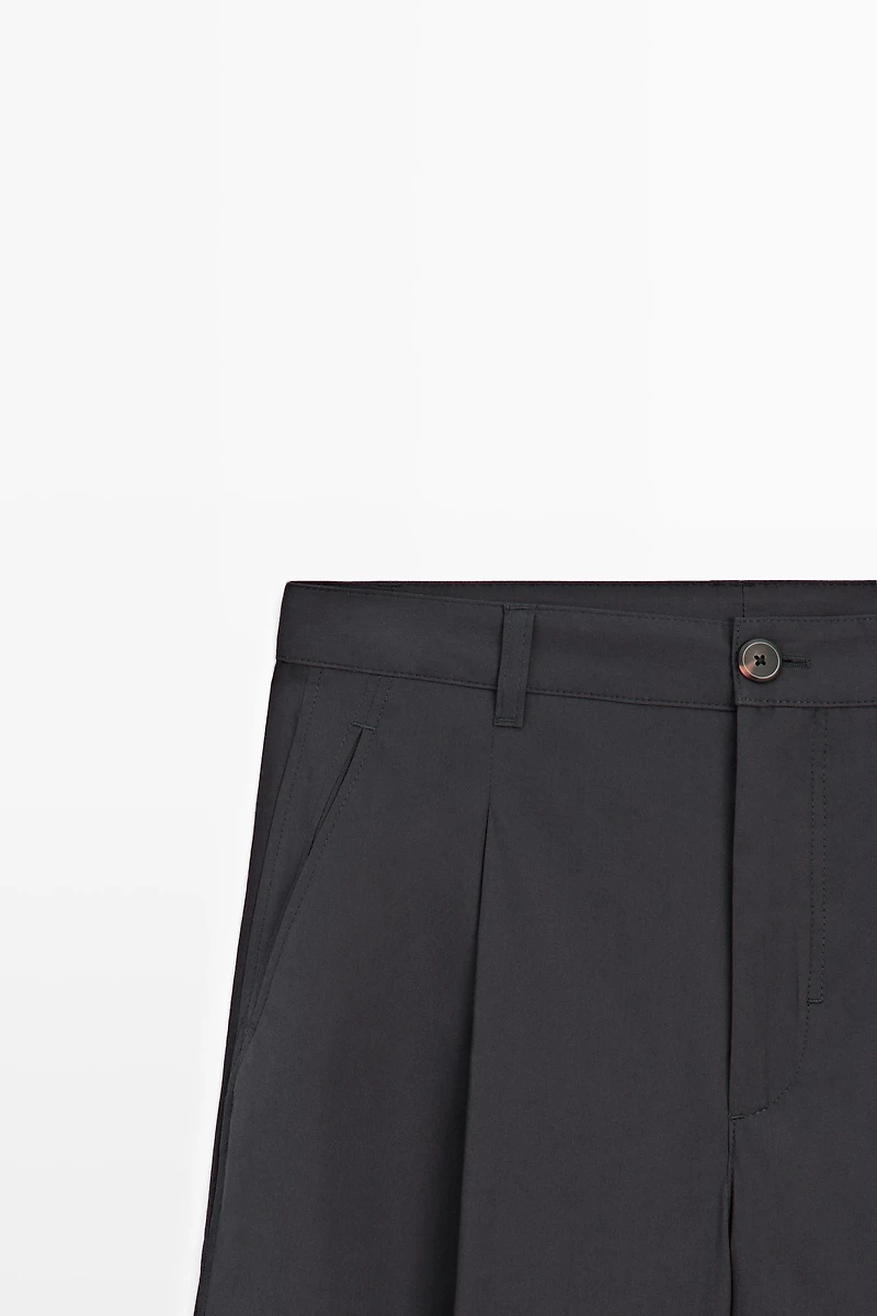 Pantalon large plissé en coton mélangé