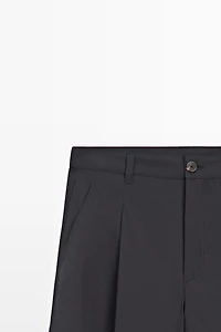 Pantalon large plissé en coton mélangé
