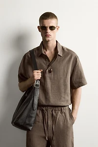100% LINEN BOXY FIT POLO SHIRT