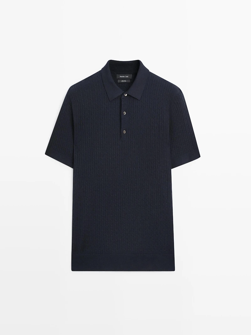 Merino wool knit polo sweater