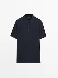 Merino wool knit polo sweater