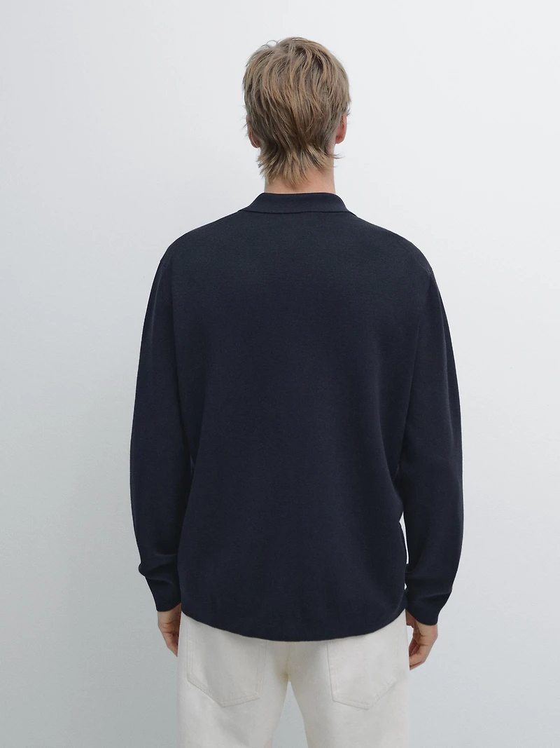 Cardigan zippé avec poches en coton et laine