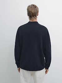 Cardigan zippé avec poches en coton et laine