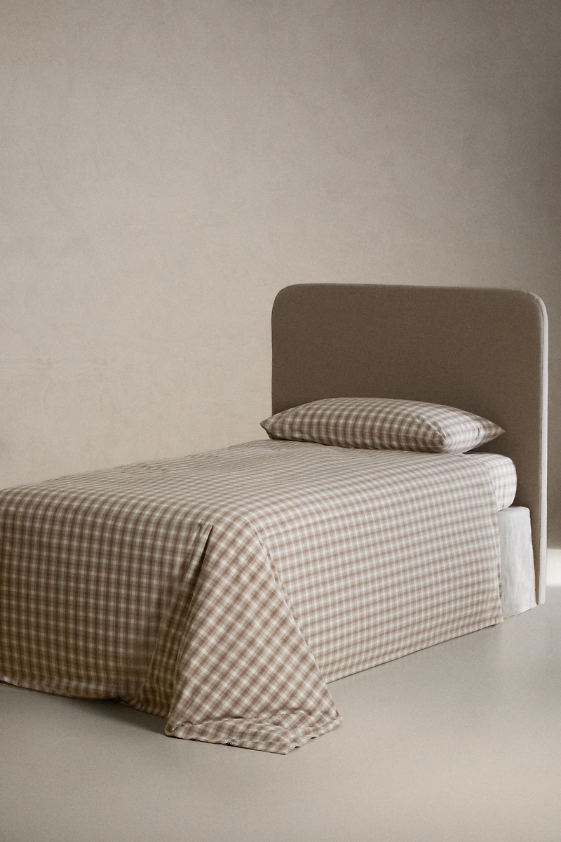 CHILDREN'S CHECK FLANNEL FITTED SHEET