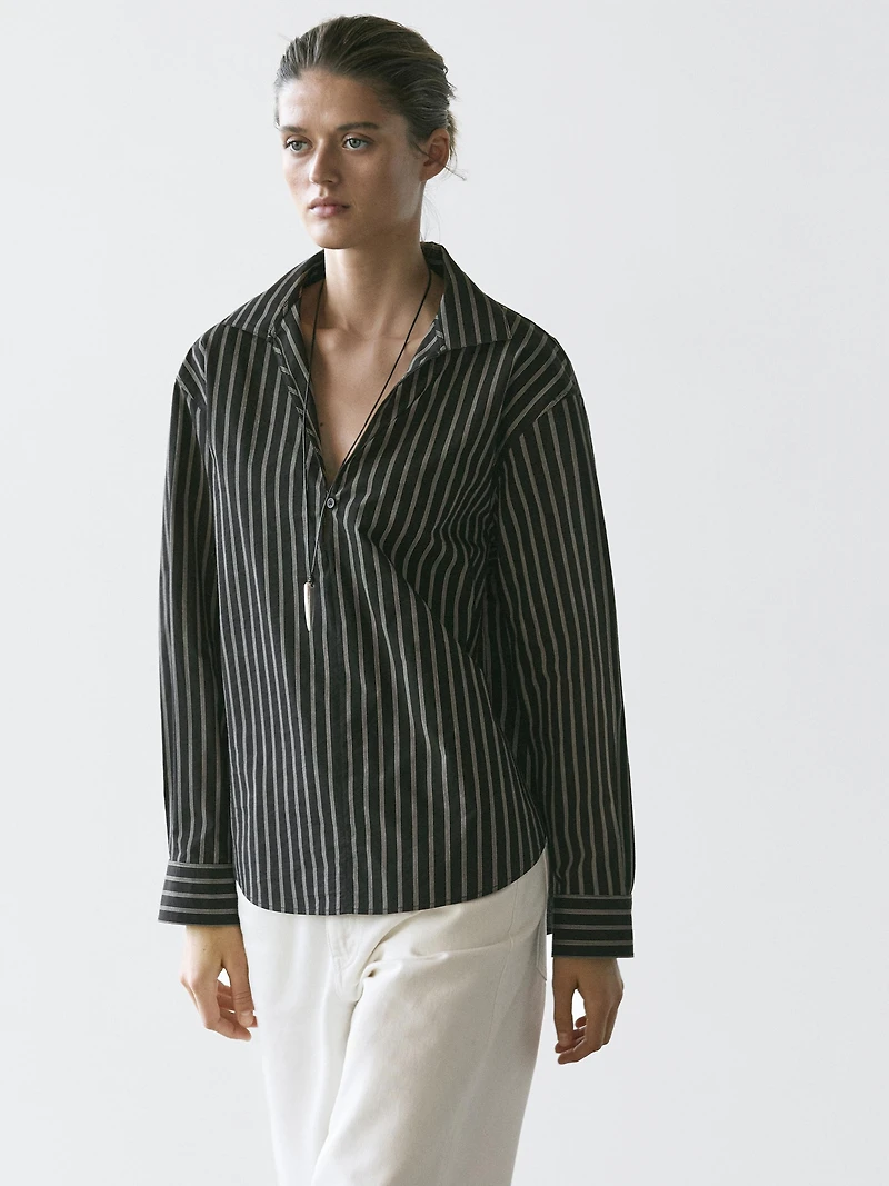 Chemise à rayures en coton mélangé