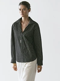Chemise à rayures en coton mélangé