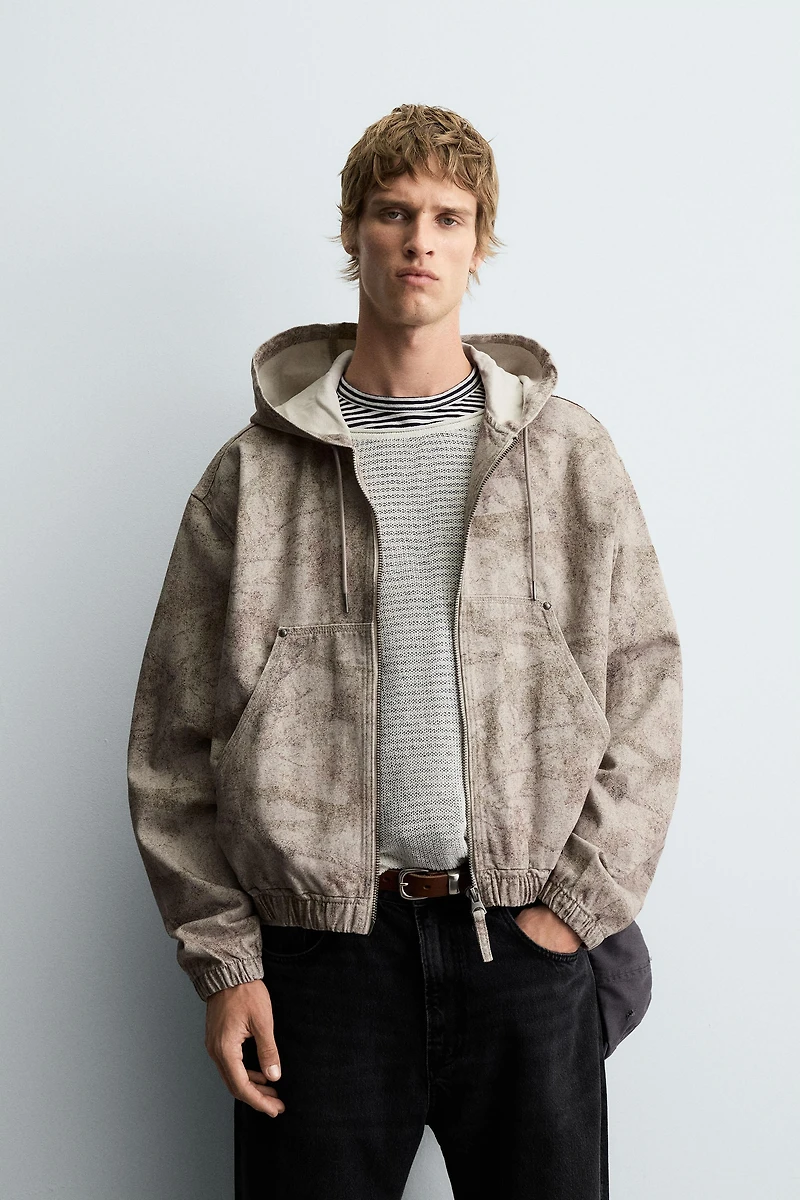 VESTE DÉLAVÉE À CAPUCHE