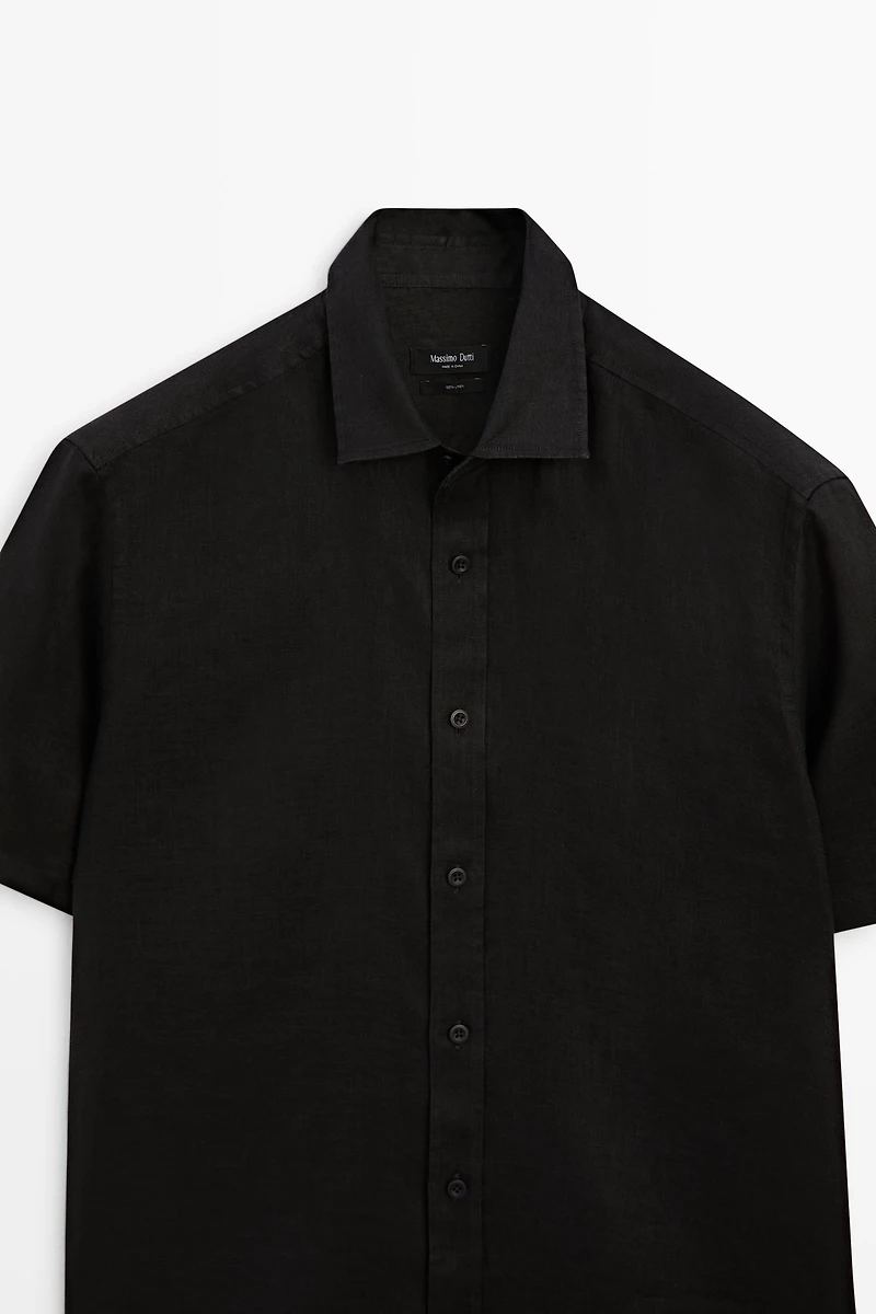 Regular fit 100% linen short sleeve shirt