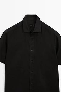 Regular fit 100% linen short sleeve shirt