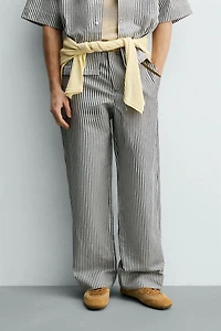 STRIPED COTTON LINEN PANTS