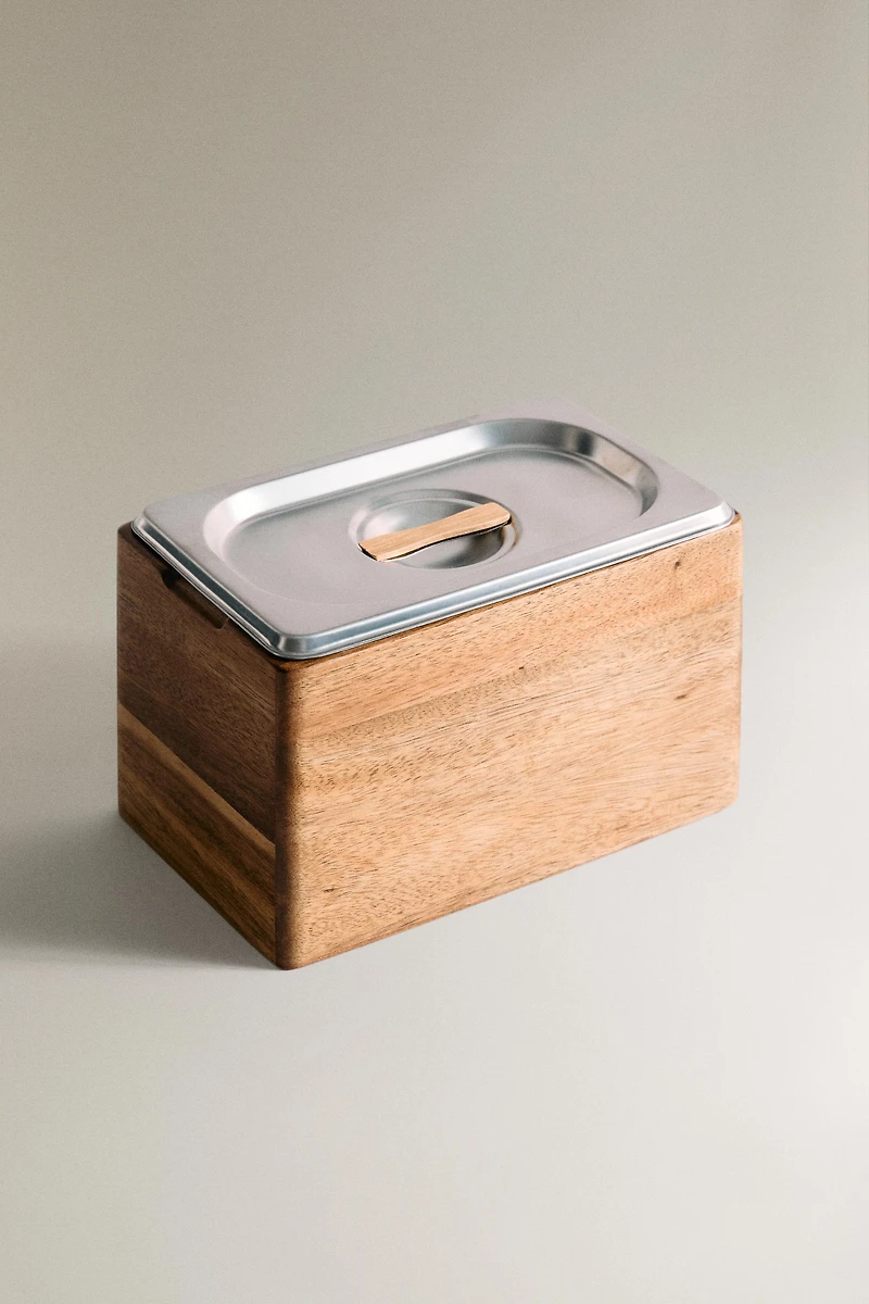 STEEL ICE CREAM BOWL WITH WOOD BASE