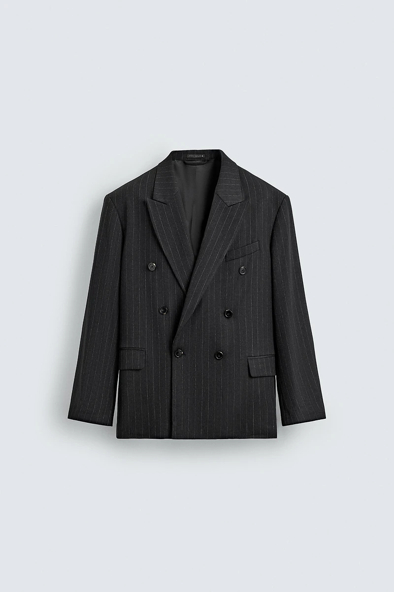STRIPED DOUBLE BREASTED SUIT BLAZER