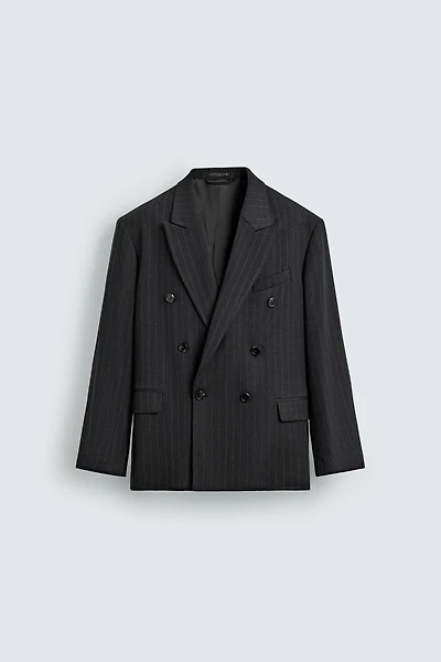 STRIPED DOUBLE BREASTED SUIT BLAZER