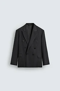 STRIPED DOUBLE BREASTED SUIT BLAZER