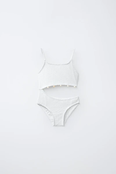 MAILLOT DE BAIN CROCHET CUT OUT COQUILLAGES 6-14 ANS