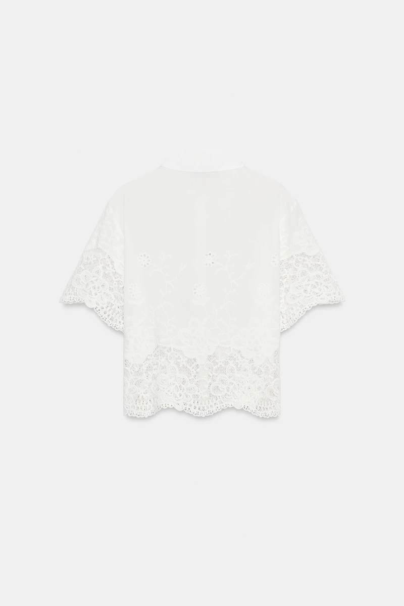 EMBROIDERED EYELET SHIRT