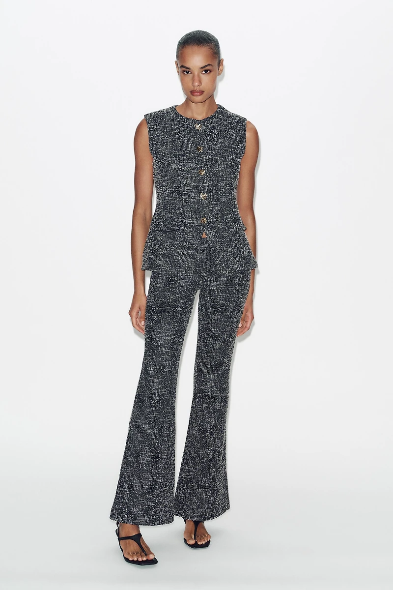 TEXTURED FLARE PANTS