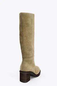 HEELED SUEDE KNEE HIGH BOOTS