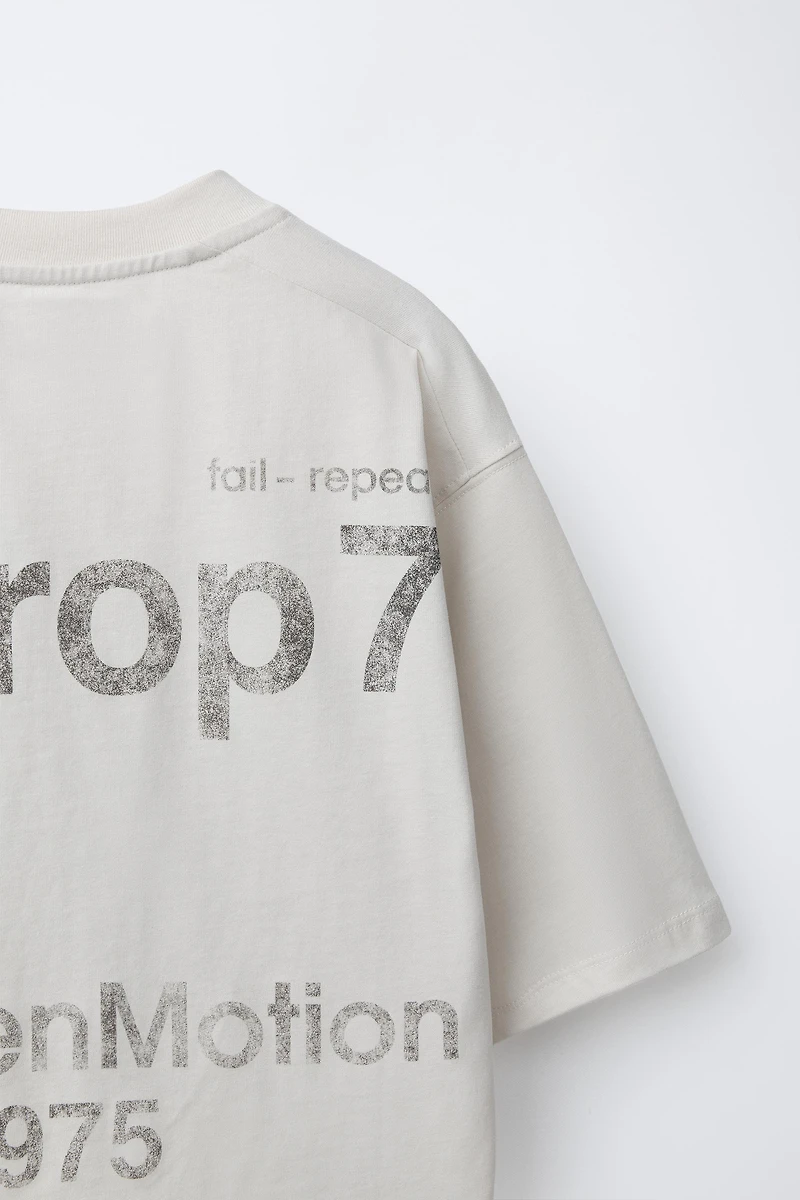 WASHED EFFECT TEXT T-SHIRT