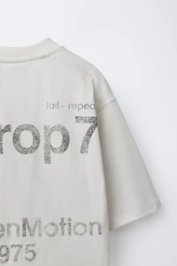 WASHED EFFECT TEXT T-SHIRT