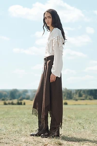 LIMITED EDITION ASYMMETRIC HEM FRINGED SKIRT