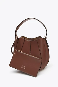 TOPSTITCHED BUCKET BAG