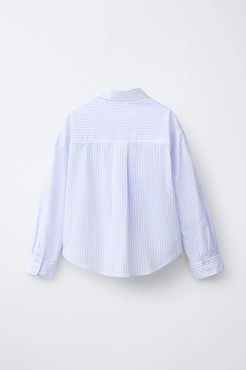 STRIPED SHIRT AND EMBROIDERED RIB T-SHIRT SET