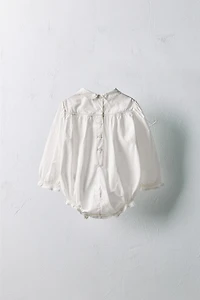 1-18 MONTHS/ LIMITED EDITION EMBROIDERED FLORAL POPLIN ROMPER