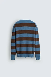 STRIPED PURL KNIT SWEATER