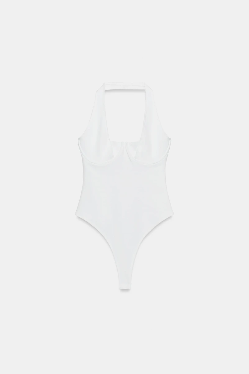 STRETCH KNIT HALTER BODYSUIT