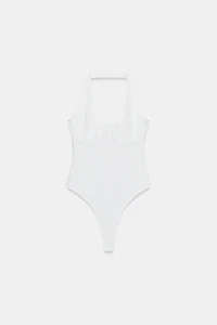 STRETCH KNIT HALTER BODYSUIT