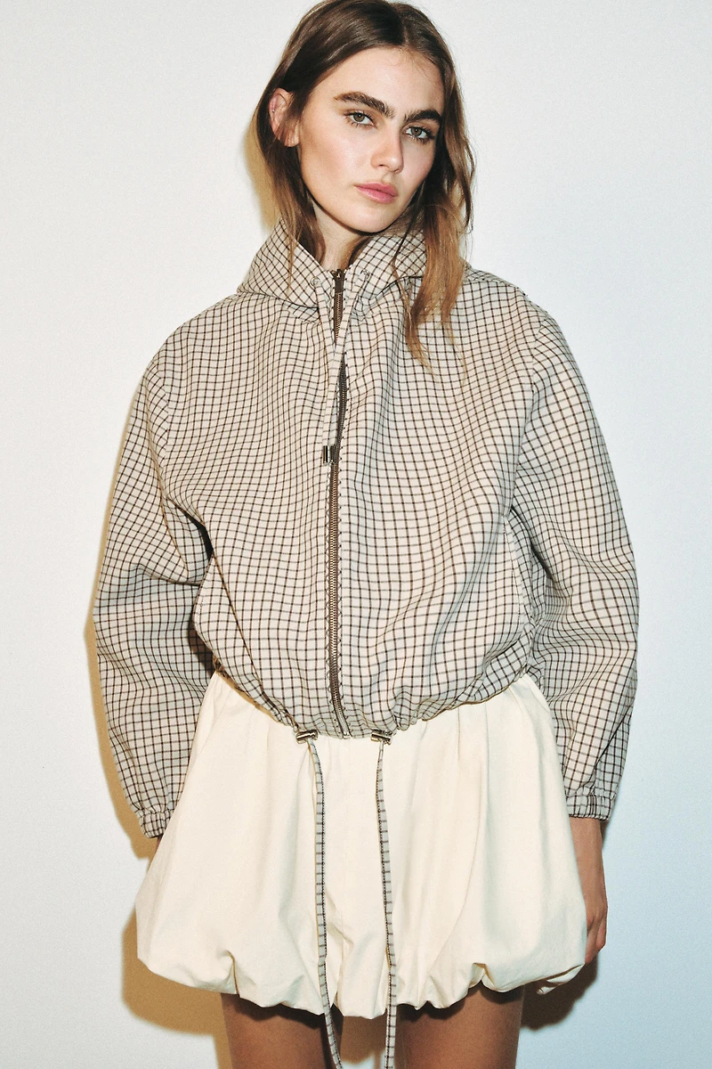 PLAID HOODED JACKET