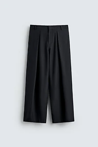 PLEATED PINSTRIPE PANTS