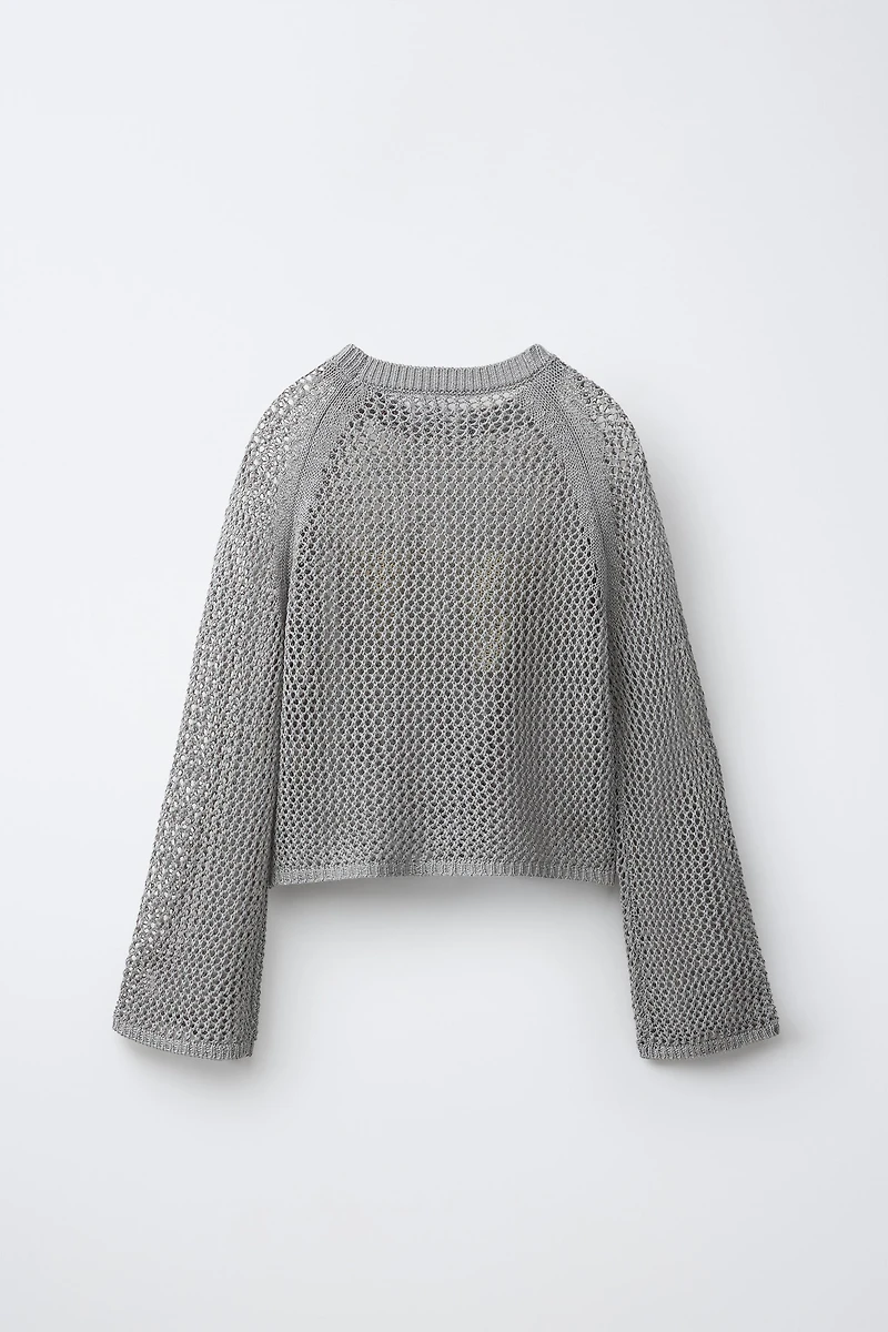 PULL EN RÉSILLE À INSCRIPTION