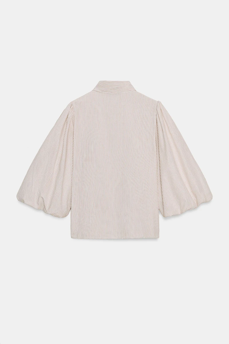 BLOUSE À RAYURES ET LACETS