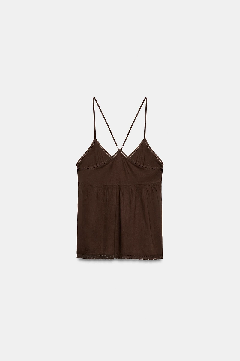 EMBROIDERED GAUZE CAMISOLE