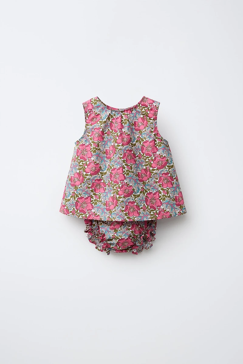 FLORAL PRINT BLOUSE AND BLOOMER SET MADE WITH LIBERTY FABRIC