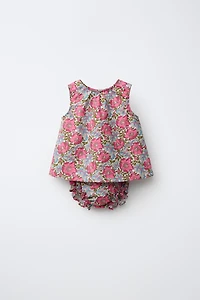 FLORAL PRINT BLOUSE AND BLOOMER SET MADE WITH LIBERTY FABRIC