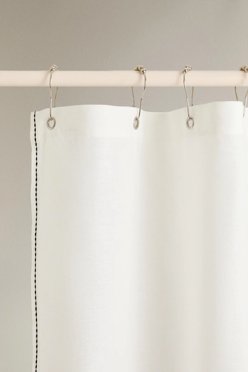 TOPSTITCHED SHOWER CURTAIN