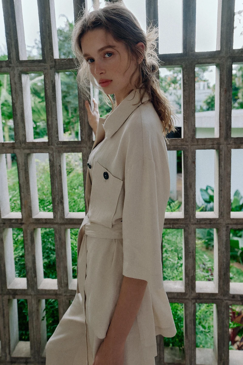 BELTED LINEN SAFARI JACKET