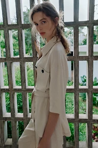 BELTED LINEN SAFARI JACKET